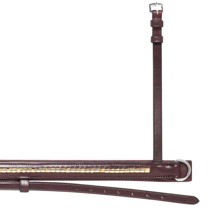 Equiline NB0455 Crank Clincher Noseband - Brown/Gold-1