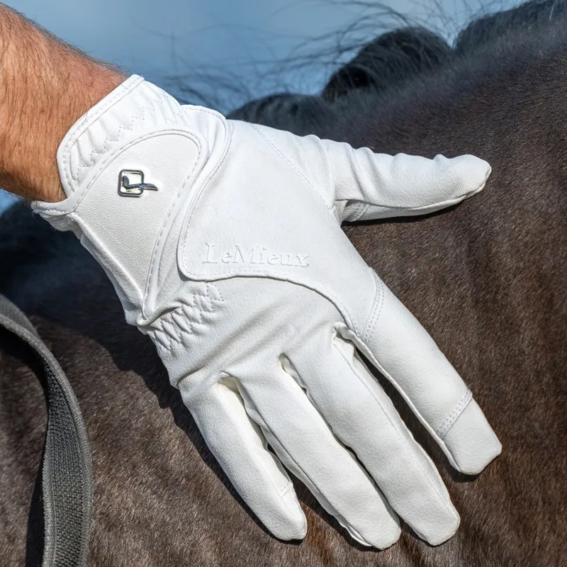 LeMieux Close Contact Adult Riding Gloves - White-1
