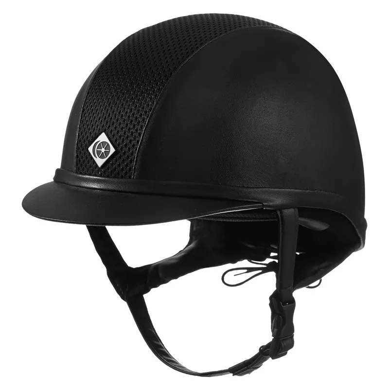 Charles Owen Ayr8 Plus Leather Look Riding Helmet - Black/Black