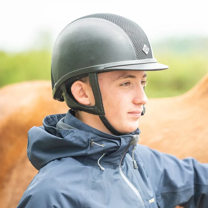 Charles Owen Ayr8 Plus Leather Look Riding Helmet - Black/Black-5