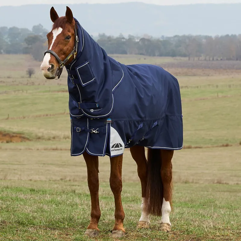 WeatherBeeta ComFiTec Ultra 100g Detach-A-Neck Turnout Blanket - Navy