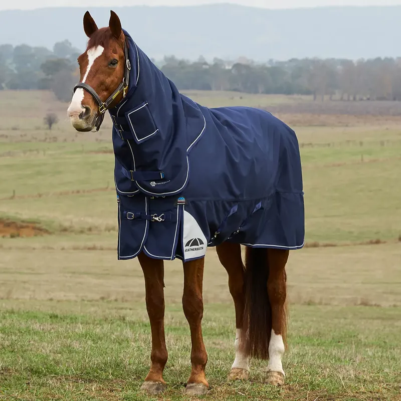 WeatherBeeta ComFiTec Ultra 220g Detach-A-Neck Turnout Blanket - Navy-5