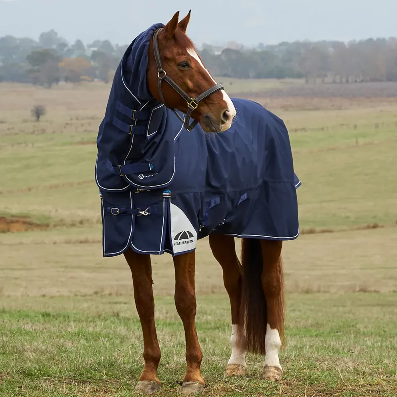 WeatherBeeta ComFiTec Ultra 220g Detach-A-Neck Turnout Blanket - Navy