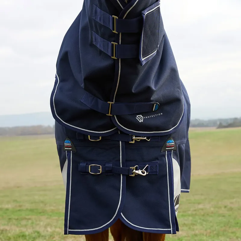 WeatherBeeta ComFiTec Ultra 220g Detach-A-Neck Turnout Blanket - Navy-4