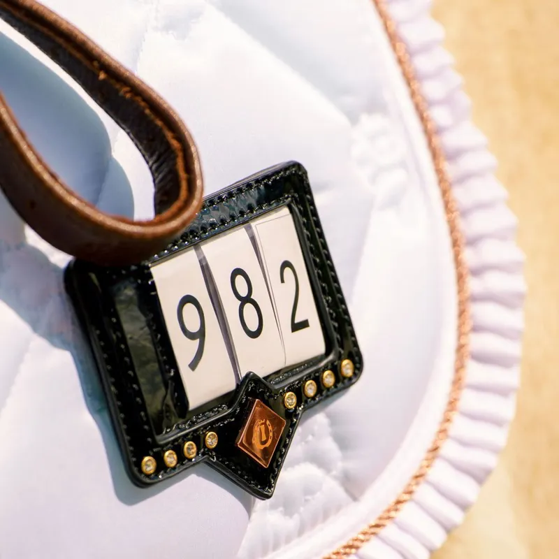 Imperial Riding Show n Glow Competition Number Holder - Black/Rose Gold-1