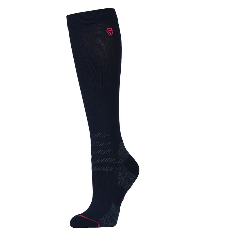 WeatherBeeta Compression Adults Tall Riding Socks - Navy/Bright Pink