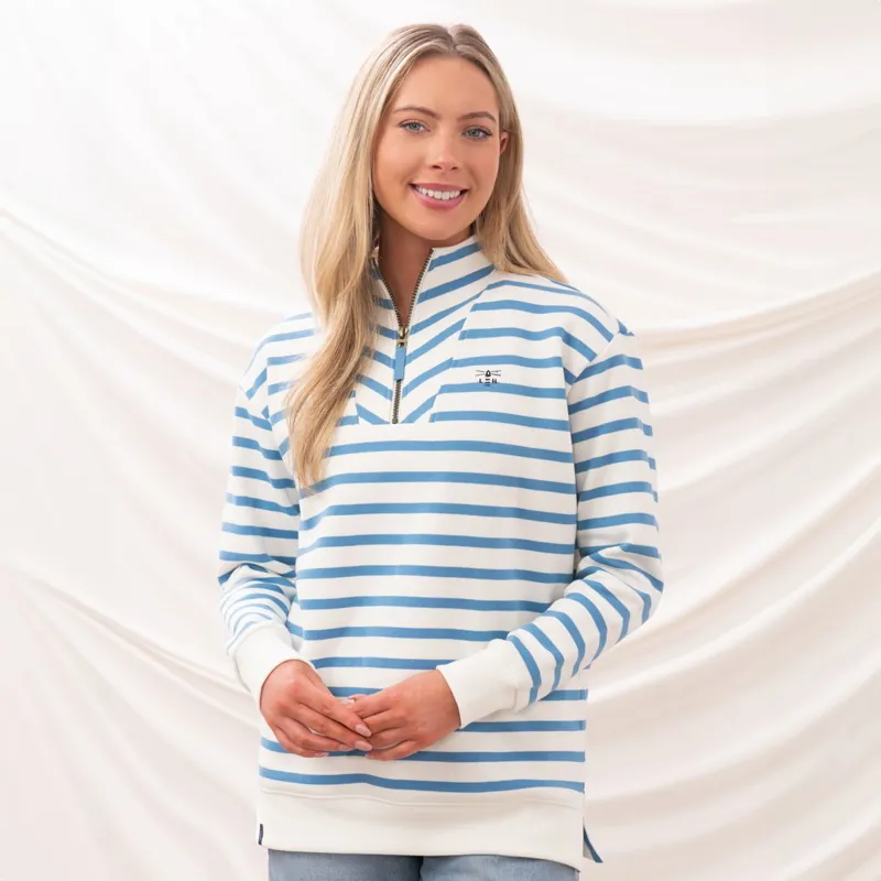 Lighthouse Coral Ladies Jersey Sweater - Marine Blue Stripe-4