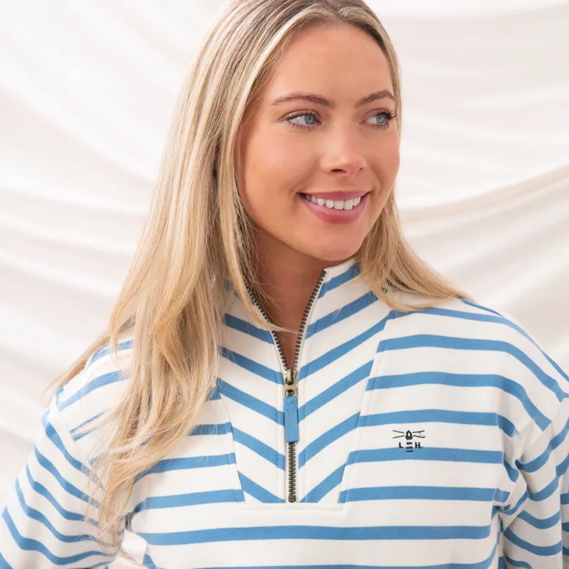 Lighthouse Coral Ladies Jersey Sweater - Marine Blue Stripe-5