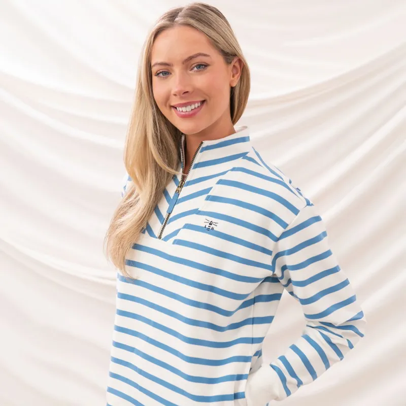 Lighthouse Coral Ladies Jersey Sweater - Marine Blue Stripe-6