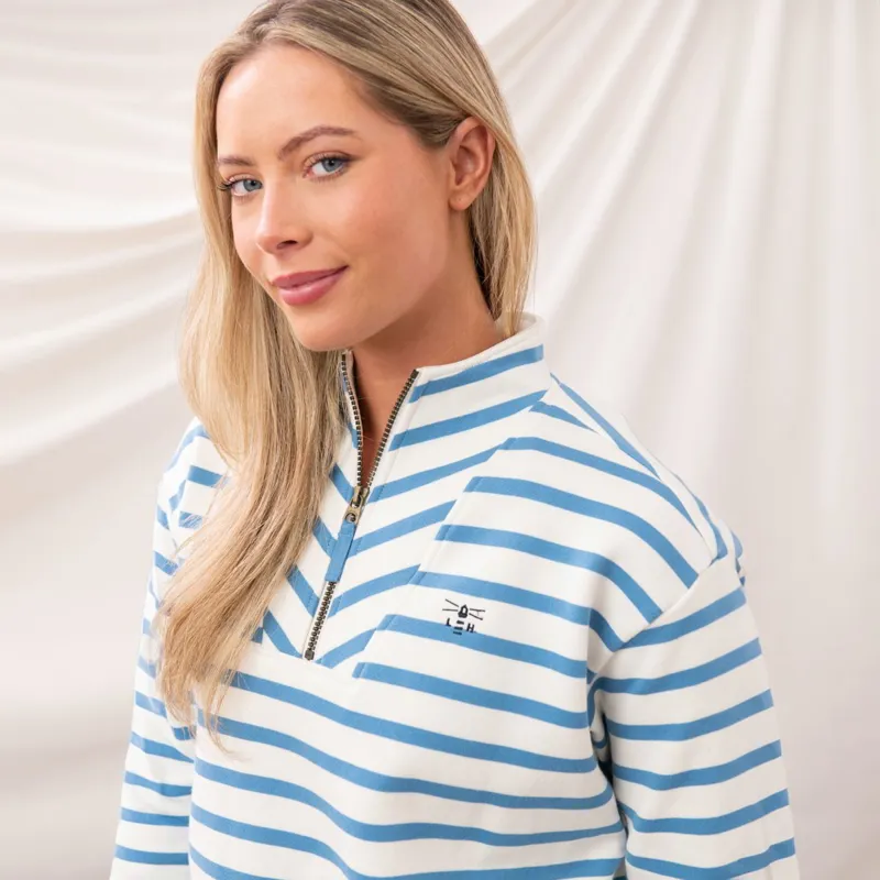 Lighthouse Coral Ladies Jersey Sweater - Marine Blue Stripe-7