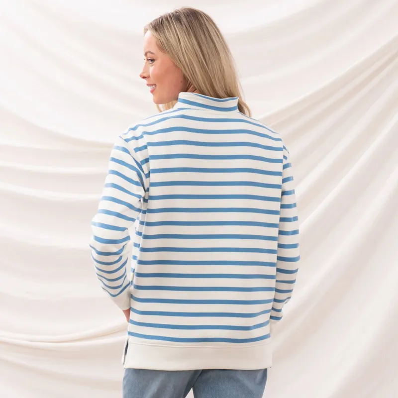 Lighthouse Coral Ladies Jersey Sweater - Marine Blue Stripe-8