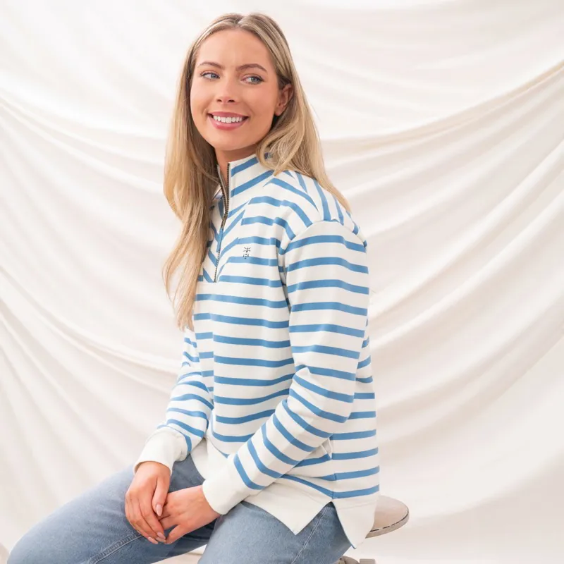 Lighthouse Coral Ladies Jersey Sweater - Marine Blue Stripe-9