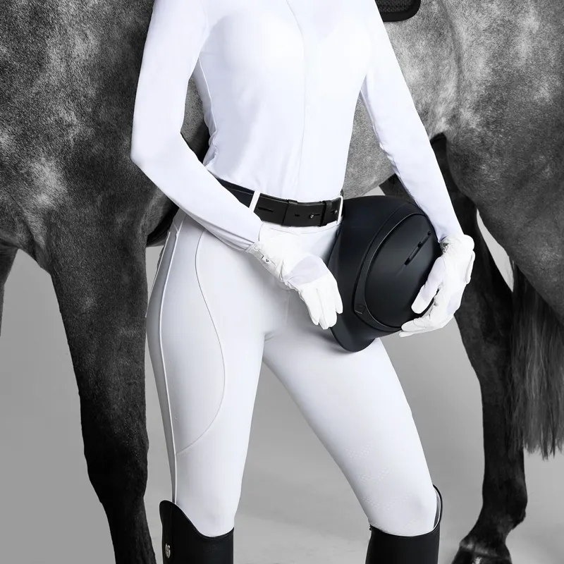 Aztec Diamond Core Mid-Rise Full Grip Ladies Breeches - White-3