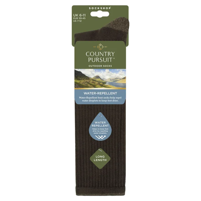 Country Pursuit Men's Water Repellent Tall Boot Socks - Forest Green-1