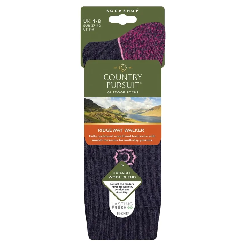 Country Pursuit Ridgeway Women's Hiking Socks - Navy-1