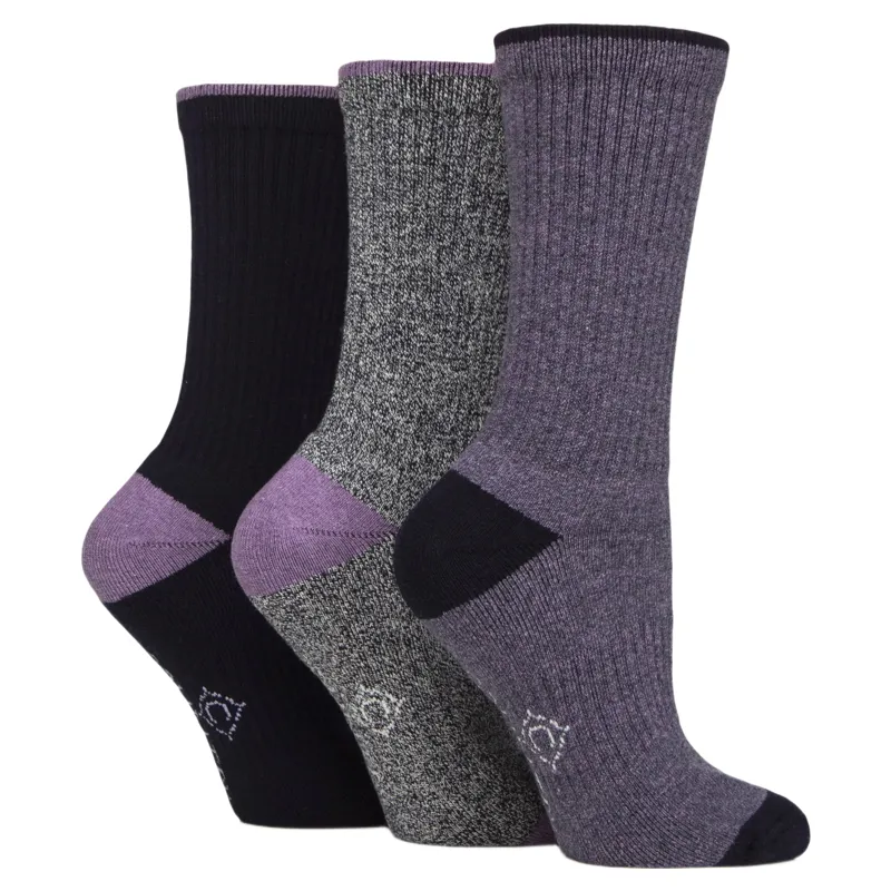 Country Pursuit Women's Water Resistant Boot Socks 3 Pack - Navy/Lilac
