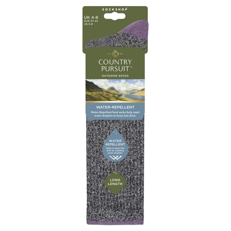Country Pursuit Women's Water Resistant Long Boot Socks - Navy/Purple-1