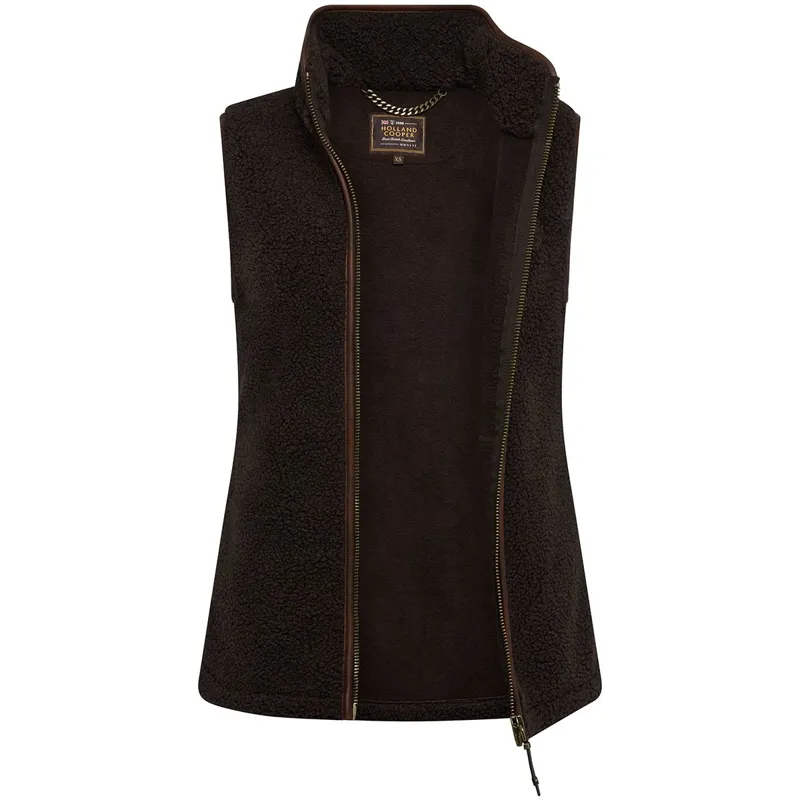 Holland Cooper Country Fleece Womens Vest - Chocolate Borg-8