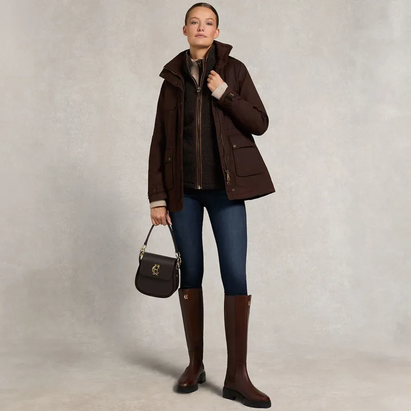 Holland Cooper Country Fleece Womens Vest - Chocolate Borg-4