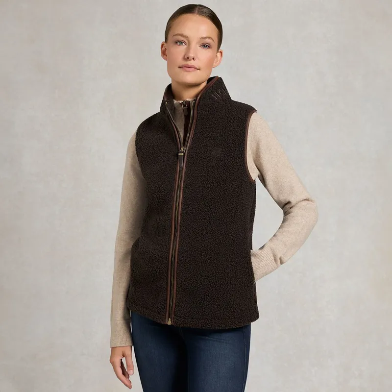 Holland Cooper Country Fleece Womens Vest - Chocolate Borg