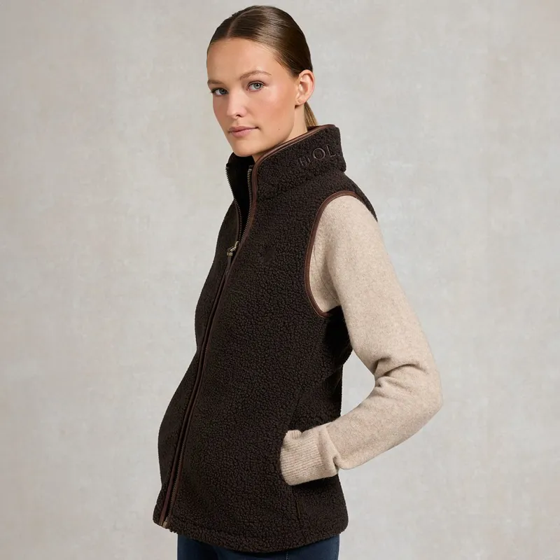 Holland Cooper Country Fleece Womens Vest - Chocolate Borg-2