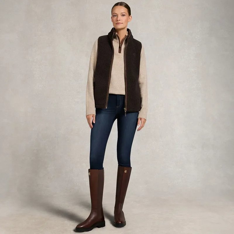 Holland Cooper Country Fleece Womens Vest - Chocolate Borg-1