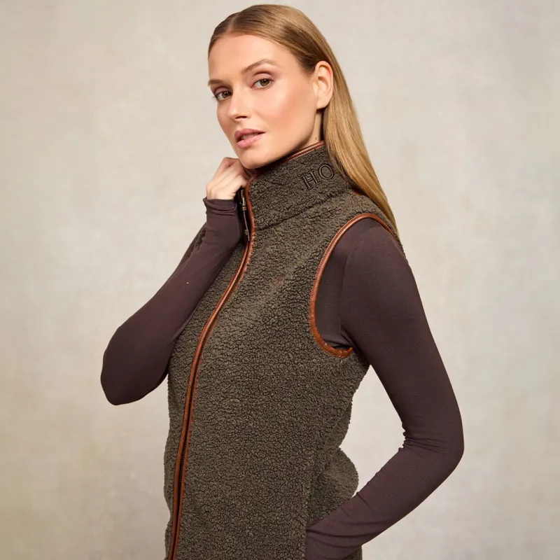 Holland Cooper Country Fleece Womens Vest - Khaki Borg-6