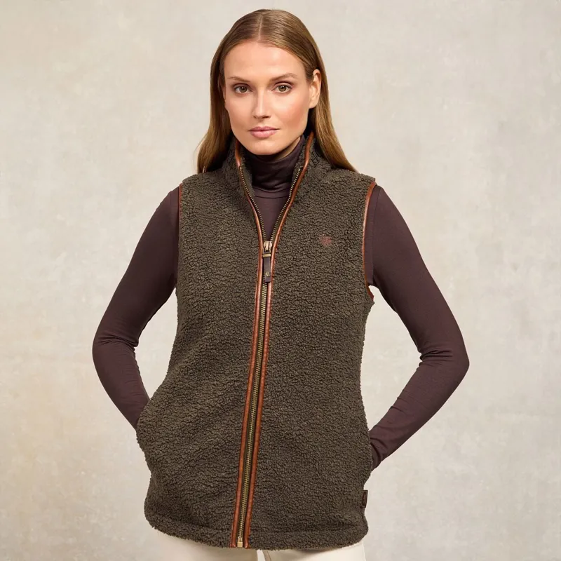Holland Cooper Country Fleece Womens Vest - Khaki Borg-2