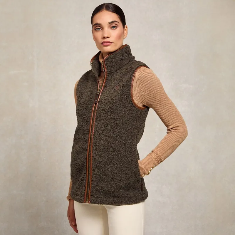 Holland Cooper Country Fleece Womens Vest - Khaki Borg-3