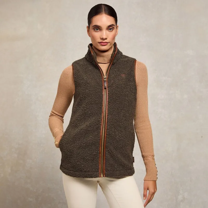 Holland Cooper Country Fleece Womens Vest - Khaki Borg