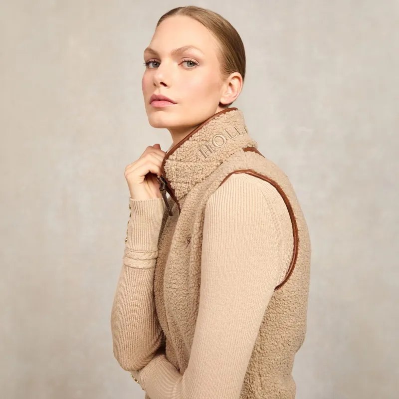 Holland Cooper Country Fleece Womens Vest - Natural Borg-4