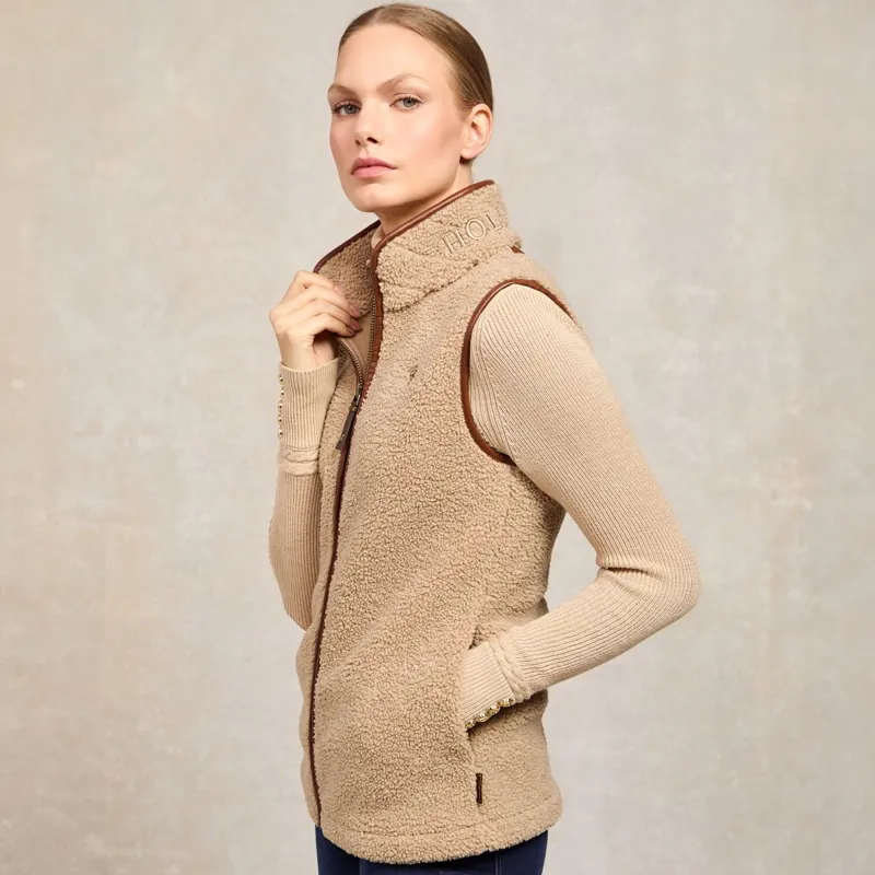 Holland Cooper Country Fleece Womens Vest - Natural Borg-3