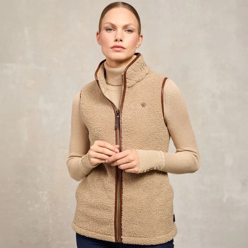 Holland Cooper Country Fleece Womens Vest - Natural Borg