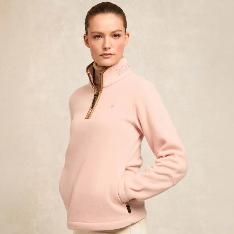 Holland Cooper Country Fleece Half Zip Ladies Pullover - Soft Pink-1