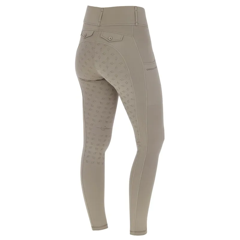 Covalliero Full Grip Junior Winter Riding Tights - Taupe-2
