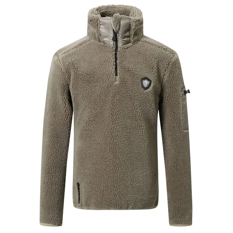 Covalliero Teddy Fleece Junior Quarter Zip Sweater - Taupe