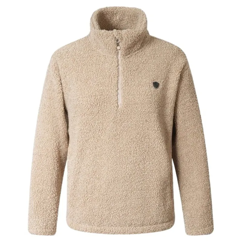 Covalliero Teddy Fleece Women's Sweater - Beige-4