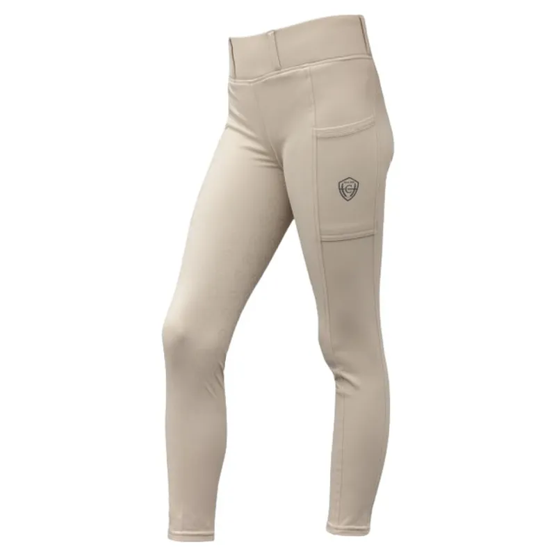 Covalliero Women's Winter Full Grip Riding Tights - Beige-1