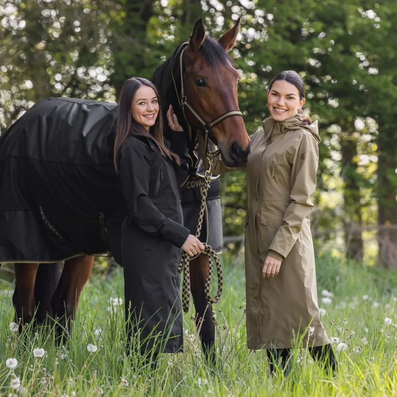 Covalliero Waterproof Women's Long Raincoat - Black-2
