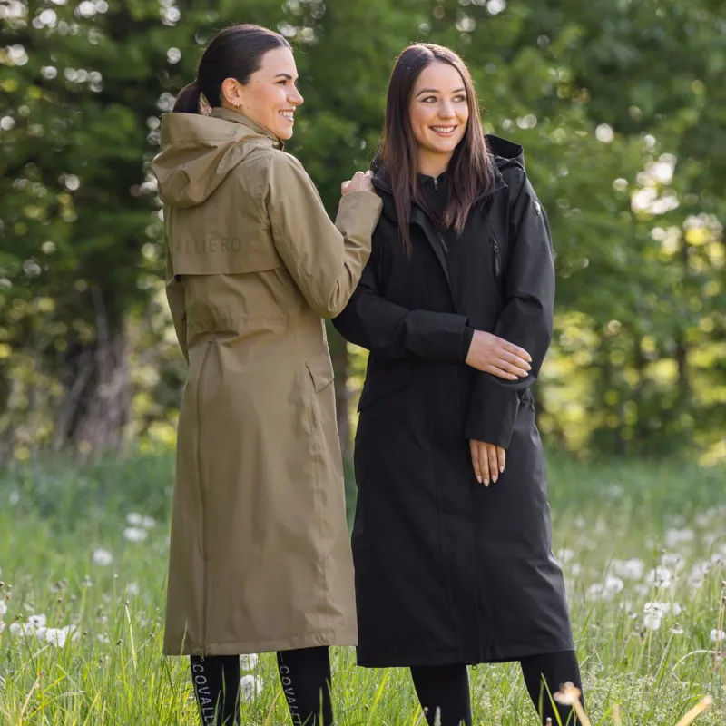Covalliero Waterproof Women's Long Raincoat - Black-3