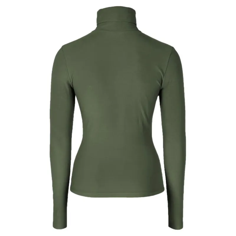 Covalliero Women's Turtleneck Base Layer - Forest Green-1