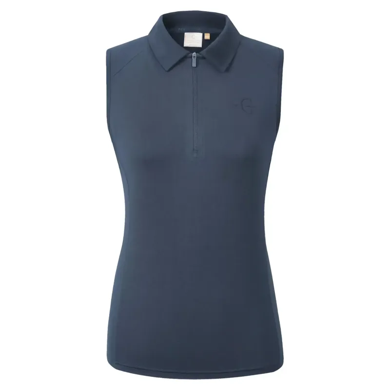 Covalliero Zip Women's Sleeveless Polo Top - Dark Navy