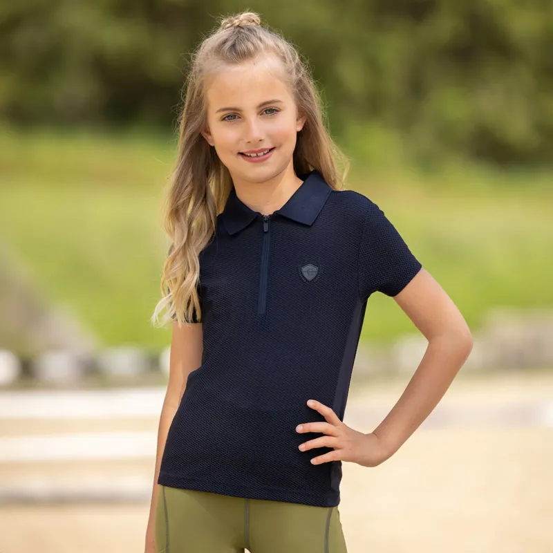 Covalliero Mesh Junior Polo Shirt - Dark Navy-2