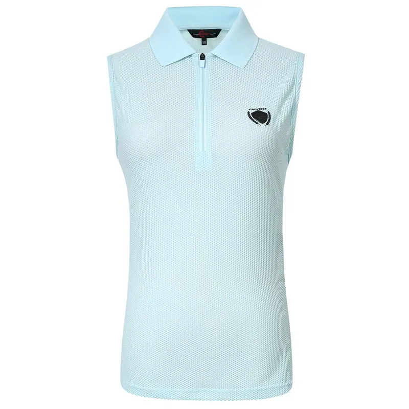 Covalliero Mesh Womens Sleeveless Polo Shirt - Light Blue
