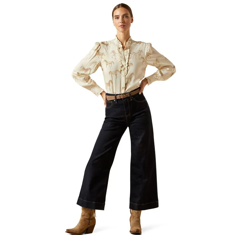 Ariat Country Cricklade Women's Blouse - Watercolor Horse Print-4