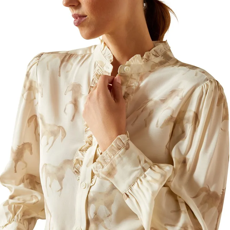 Ariat Country Cricklade Women's Blouse - Watercolor Horse Print-3