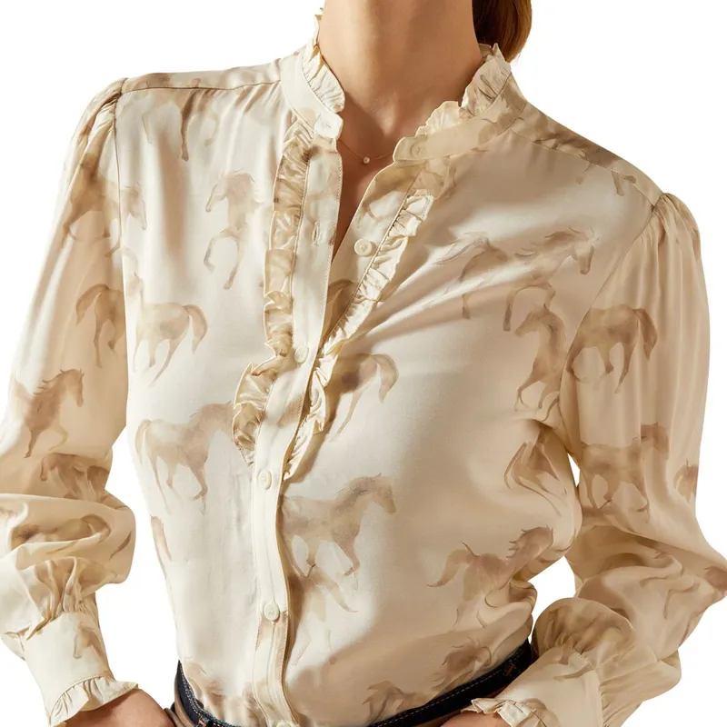 Ariat Country Cricklade Women's Blouse - Watercolor Horse Print-2