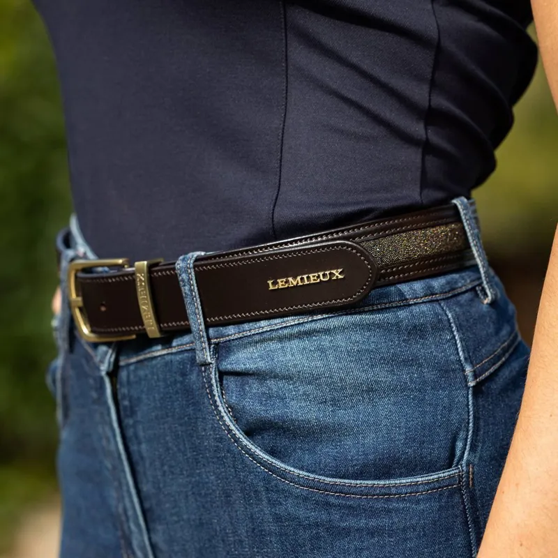 LeMieux Crystal Insert Belt - Brown-1