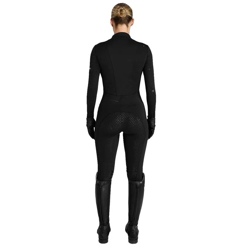 Aztec Diamond Crystal Full Grip Women's Riding Leggings - Black-7