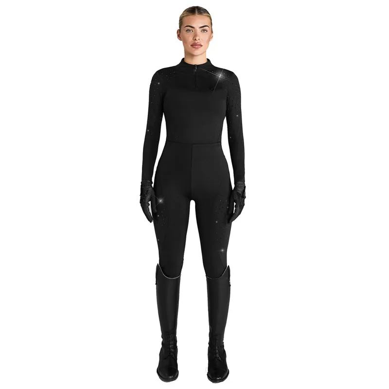 Aztec Diamond Crystal Full Grip Women's Riding Leggings - Black-6